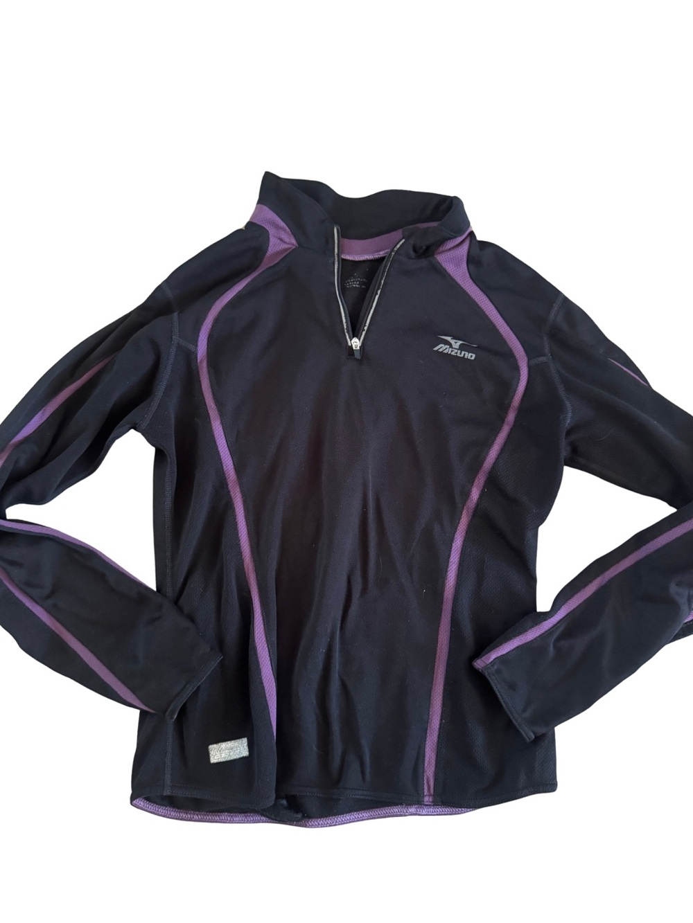Mizuno Black with Purple Trim 1/4 Zip Athletic Top